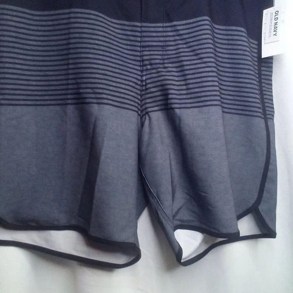 Old Navy Swim Trunks Shorts 40 Men UPF 40 Pocket Black Gray